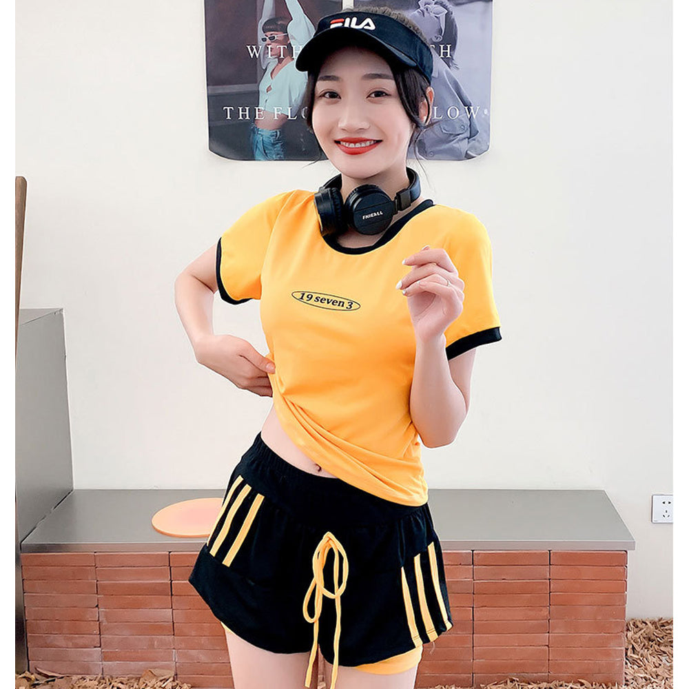 2点セット 水着 体型カバー スポーツ 水着 中学生 レディース スクール水着 ガールズ 水着 セパレート 半袖 スポーツウエア トップス パンツ キッズ 水着 女の子 160 小学生 中学生 高校生 水遊び 海水浴