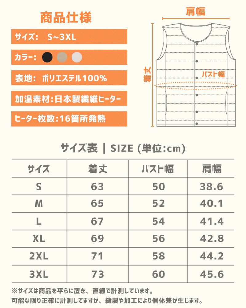 電熱ベスト バッテリー 30000mAh 日本製16枚繊維ヒーター MAX約70℃ 電気ベスト レディース メンズ 防寒 速暖 電熱ウェア 男女兼用 丸洗い可 ギフト