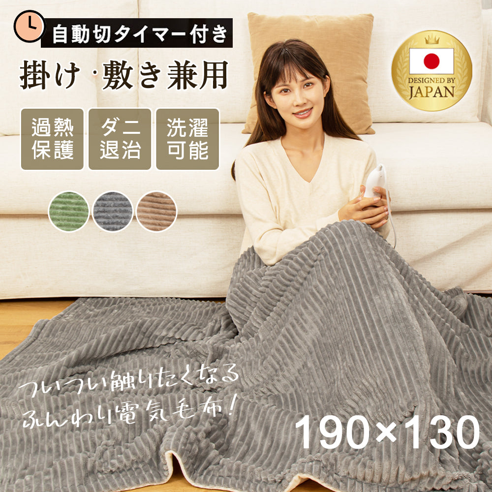 電気毛布 ROASICEE 掛け敷き兼用 大判190×130/160×80/120×60cm 炭素繊維ヒーター 両用 フランネル 自動電源オフ ダニ退治 過熱保護 タイマー機能付 電気ブランケット ひざ掛け 洗える ダブル 2人 節電 寒さ対策グッズ