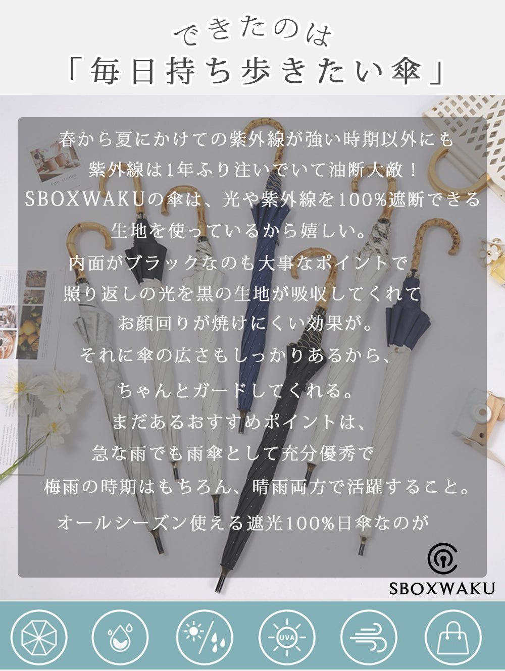 日傘 完全遮光 晴雨兼用 長傘 竹手元 超軽量 遮光率100% 1級遮光 マケズ ブラックコーティング 深張り 撥水加工 UVカット加工 紫外線防止 UPF50+ 熱中症対策 女優日傘 傘レディース 母の日 敬老の日 誕生日 贈り物 新生活 日本製