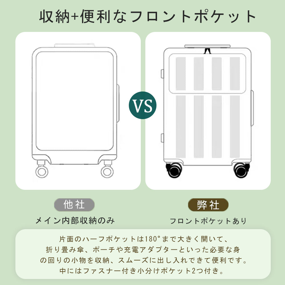 前開き スーツケース フロントオープン 機内持ち込み s キャリーケース Mサイズ 軽量 キャリーバッグ おしゃれ かわいい TSAロック 多機能 USBポート付 カップホルダー レディース ビジネス 修学旅行 女性 男性のコピー