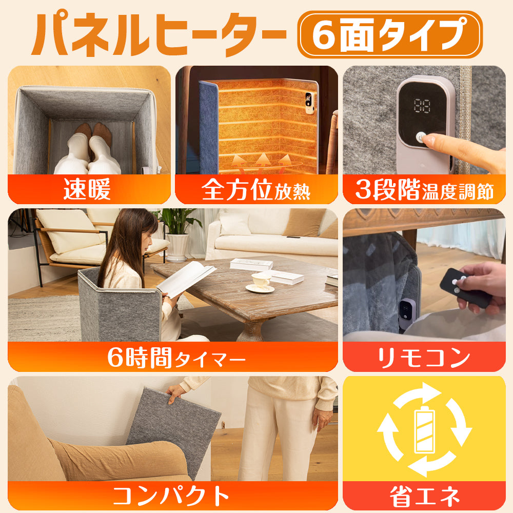 2025年最新モデル♪リモコン付き／パネルヒーター 6面 遠赤外線 足元ヒーター 毛布 10秒即暖 デスクヒーター ラウンド型 足冷え対策 足温器 暖房 省エネ 折りたたみ 脚入れ 日本製 ヒーター フットウォーマー クリスマスプレゼント