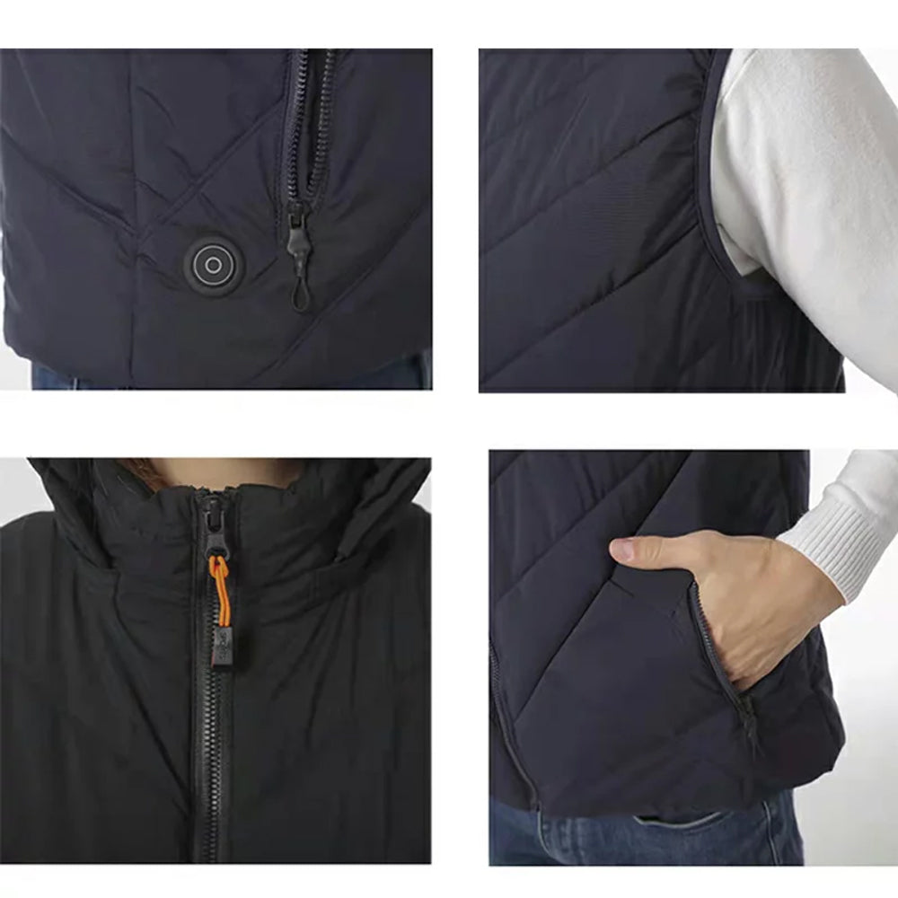 電熱ベスト ROASICEE ヒーターベスト 日本製 ヒーター ヒーター付き ベスト 発熱 防寒着 作業服 男女兼用 11枚ヒーター 3段階温度 USB給電式 電熱ジャケット 電熱ウェア 丸洗いOK 大きいサイズ M-4XL