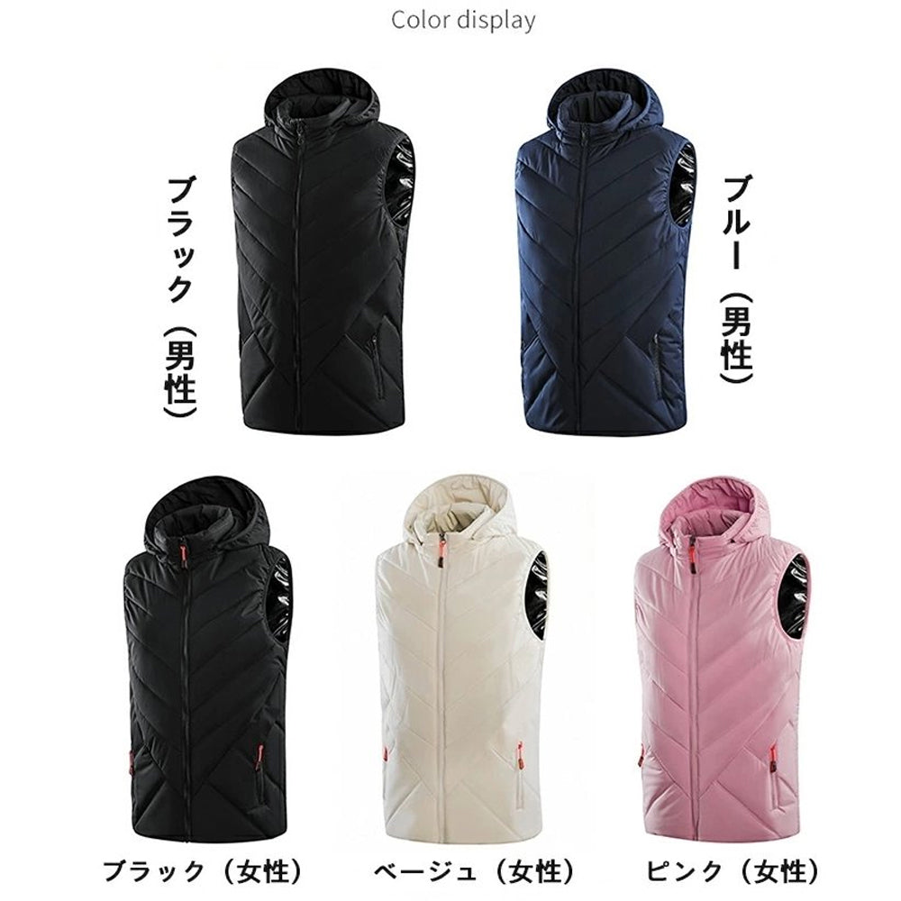 電熱ベスト ROASICEE ヒーターベスト 日本製 ヒーター ヒーター付き ベスト 発熱 防寒着 作業服 男女兼用 11枚ヒーター 3段階温度 USB給電式 電熱ジャケット 電熱ウェア 丸洗いOK 大きいサイズ M-4XL