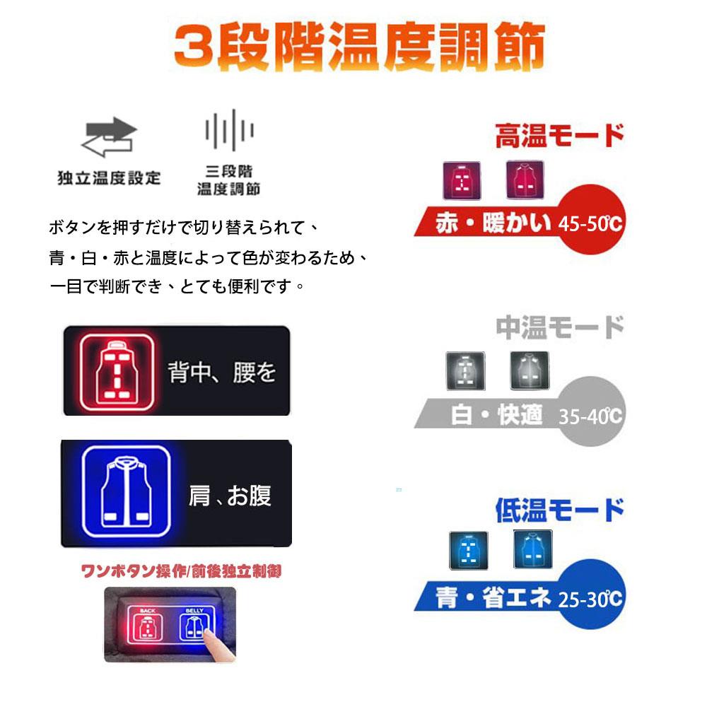 【加熱パネル11枚】【12000mAh バッテリー付】 ROASICEE電熱ベスト 加熱ベスト 日本製繊維ヒーター 3段温度調整 ヒーター 電熱ジャケット ベスト 洗える ヒーターベスト 電熱ベスト usb 電気ベスト 水洗いでき 電熱ウェア 発熱 防寒 柔らかい 敬老の日ギフト S-4XL