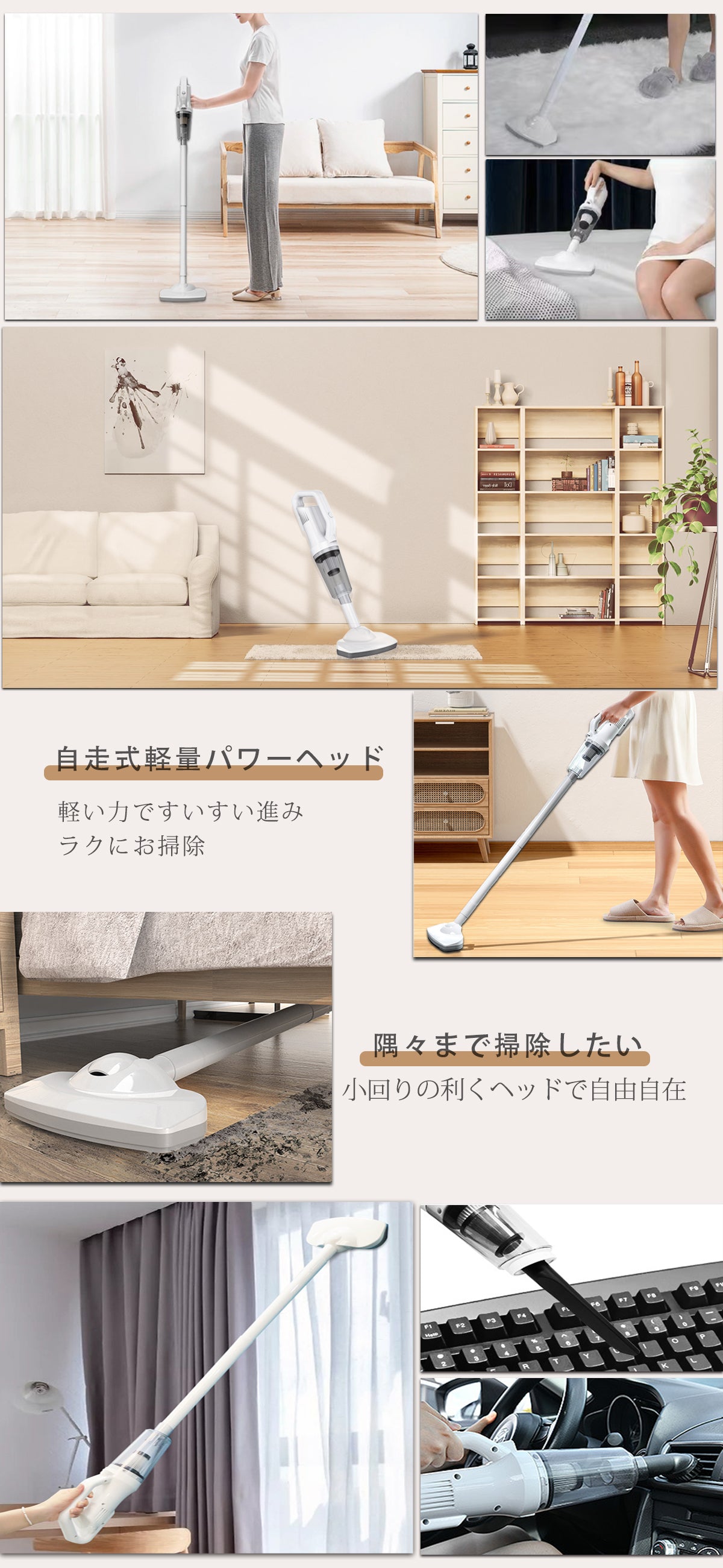 掃除機 サイクロン コードレス 12000paスティック型超強力吸引LED付き掃除機 ハンディ2way コンパクト多機能 スティッククリーナーコードレス掃除機静音設計 0.65kg超軽量 30分作動 車用掃除機 シンプル デザイン お手入れ簡単 掃除 一人暮らし