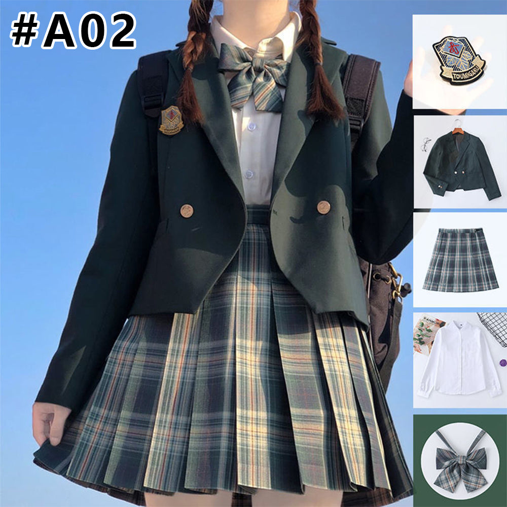 入学式 卒業式 スーツ 女の子 6点セット小学生 子供服 中学生 高校生 大きいサイズ ジャケット ブラウス スカート リボン エンブレム フォーマルスーツ 卒服 ジュニアスーツ ブラックフォーマル 卒業式服 お受験 発表会 送料無料XS S M L 2L 3L