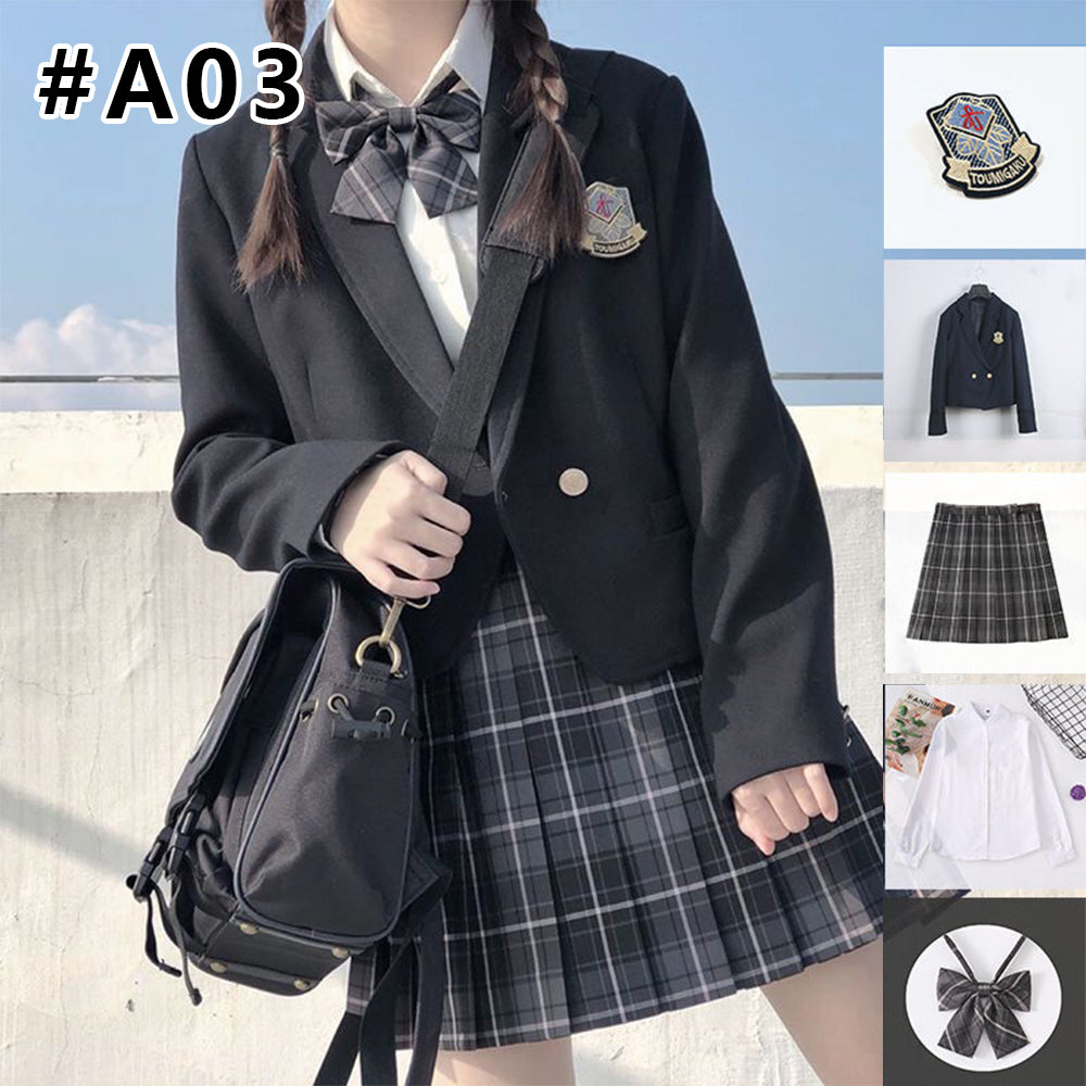 入学式 卒業式 スーツ 女の子 6点セット小学生 子供服 中学生 高校生 大きいサイズ ジャケット ブラウス スカート リボン エンブレム フォーマルスーツ 卒服 ジュニアスーツ ブラックフォーマル 卒業式服 お受験 発表会 送料無料XS S M L 2L 3L